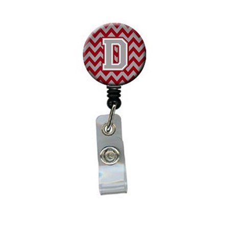 TEACHERS AID Letter D Chevron Crimson & Grey Retractable Badge Reel5 x 1 x 2 in. TE893044